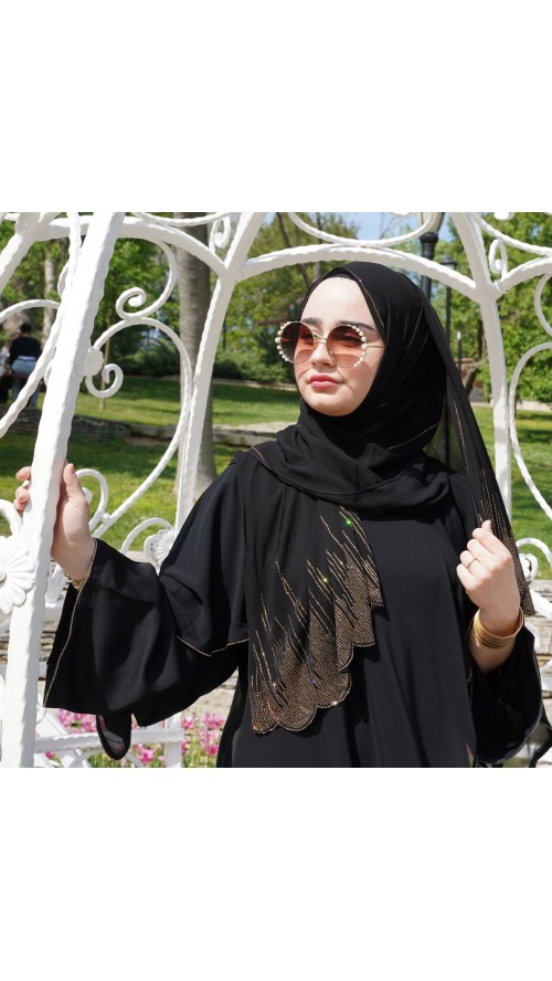 İTHAL ABAYA TAŞ DETAYLI