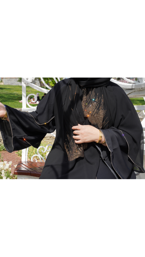 İTHAL ABAYA TAŞ DETAYLI