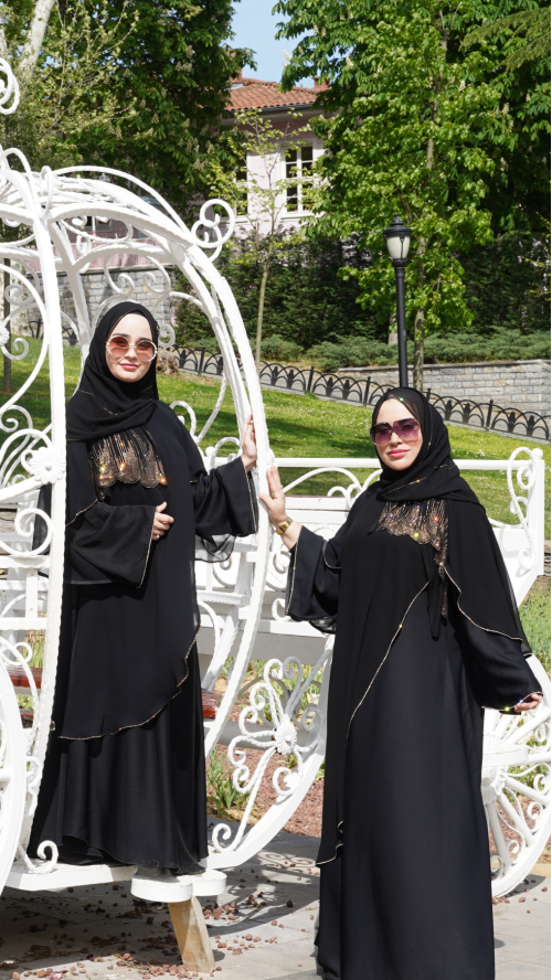 İTHAL ABAYA TAŞ DETAYLI