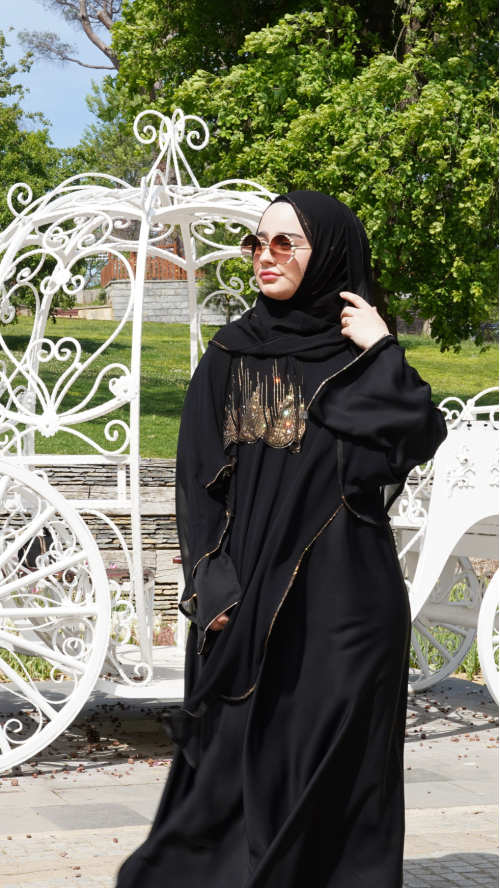 İTHAL ABAYA TAŞ DETAYLI