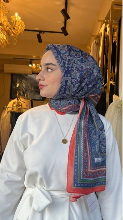 SILK&COTTON desenli pamuk şal